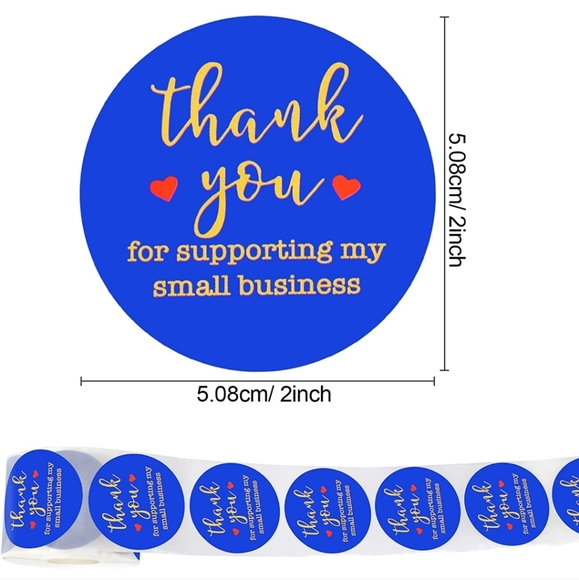 50 ct   2 inch, Blue Thank You Labels Sticker, Thank You for Supporting … - Picture 5 of 9